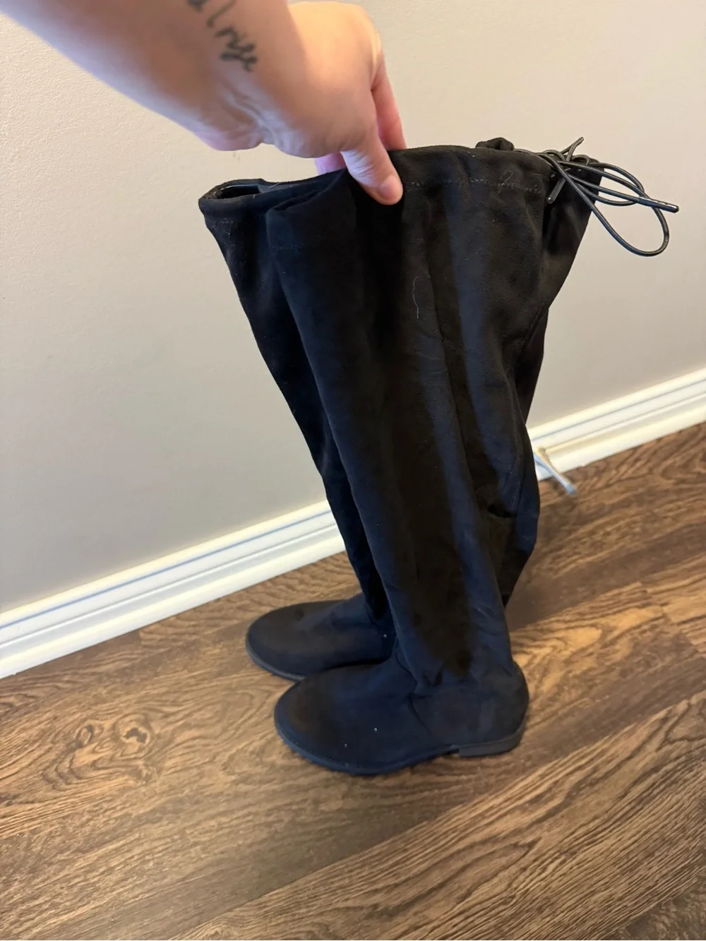 Black Knee-High Women's Boots-wide width, wide calf